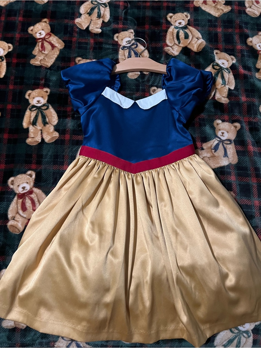 Janie and Jack Blue, Gold & Red Puff-Sleeve Princess Dress